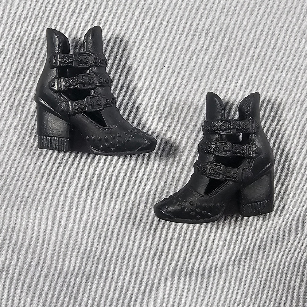 Barbie Black Strappy Bootie Faux Studs & Grommets Block Heel Boot